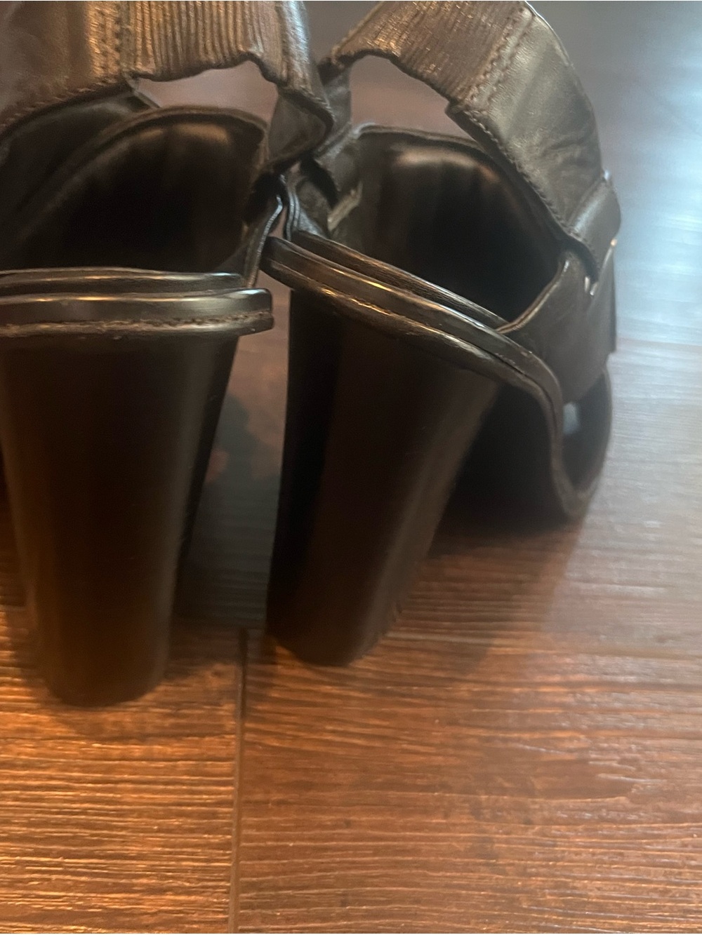 Tibi Black Leather Block Heel Sandals
